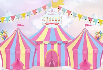 

HUAYI Photography Backdrop Studio Background Baby Birthday Party Photo Booth Cartoon Circus Tent 3 Kinds Materials W-3535