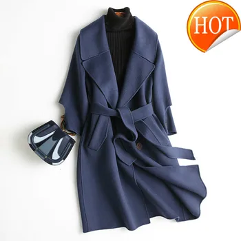 

Women Wool Coat Double Sided Long Jacket Korean Spring Autumn Ladies Coats and Jackets Abrigo Mujer 2020 KQN37125-3 KJ2322