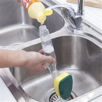 

Dish Washing Tool Cleaning Brush Soap Dispenser Handle Refillable Bowl Clean Sponge Brush Kitchen Organizer Accessorie wholesale