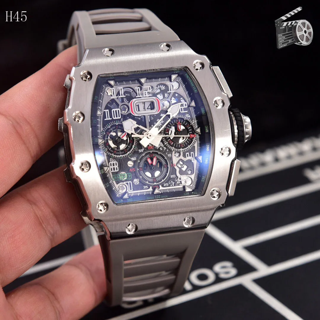 Luxury Brand Watch New Tonneau Automatic Mechanical Watch Men Rubber Strap Men Clock Male Men Wristwatches Male Watches Clock
