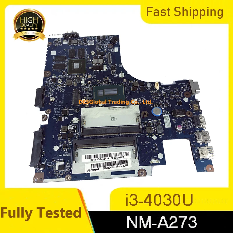 

For Lenovo Z40-70 G40-70M Laptop Motherboard SR1EN i3-4030U Mainboard ACLUA ACLUB NM-A273 Fully Tested Fast Shipping