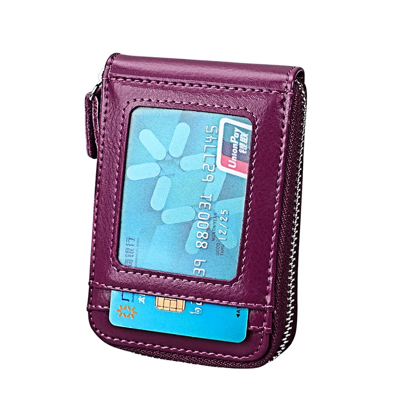 Визитница RFID Блокировка роскошный держатель для кредитных карт из натуральной кожи на молнии карманная карта унисекс чехол для женщин и мужчин
