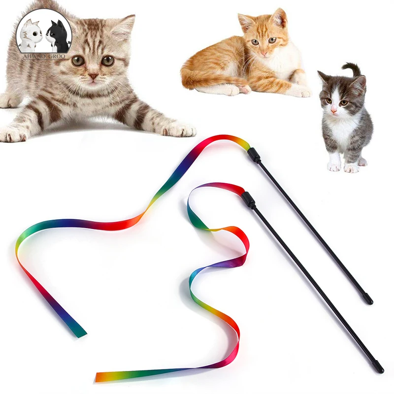 Cat toy funny cat stick rainbow ribbon funny cat stick cat interactive