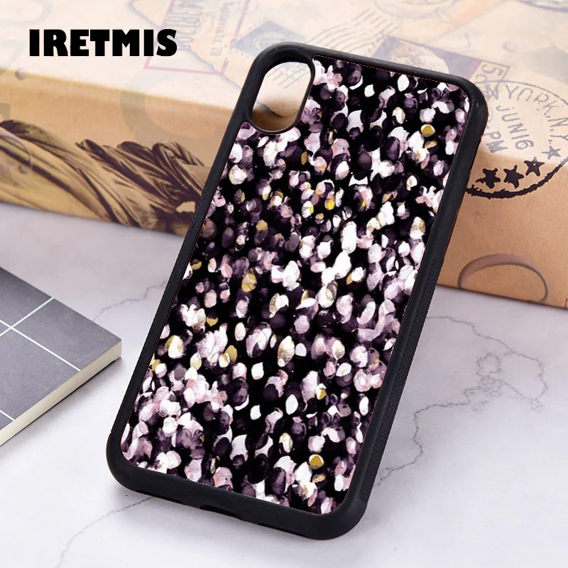 Iretmis 5 5S SE Phone Cover Case For iPhone 6 6S 7 8 Plus X Xs XR 11 12 Mini Pro Max Rubber Silicone BLACK PINK WATERCOLOR SPOTS | Мобильные