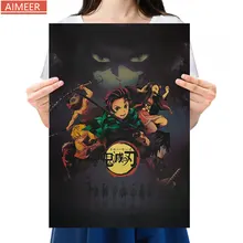 

Nostalgic Anime Demon Slayers Blade Cover Poster Comic Retro Kraft Paper Poster HD Printed Home Decor Painting Wall Stickers