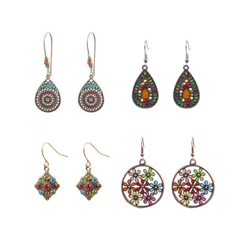 

Vintage boho Indian style drop oil geometric earring pendant earring suitable for 2019 travel party jewelry accessories