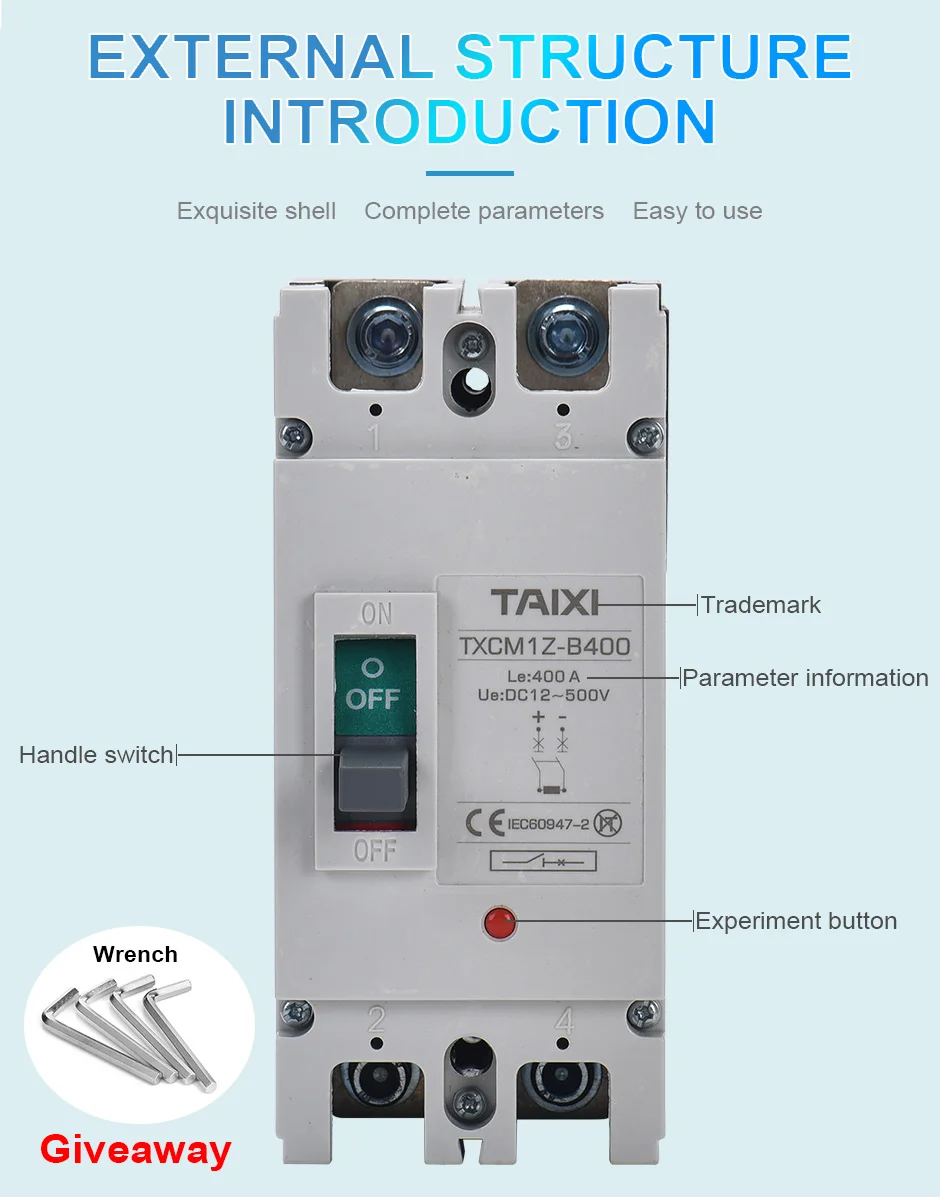 Taixi solar mccb 500v 1000v 1500v dc