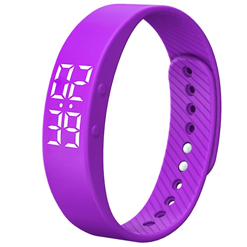 Модные Цветные светящиеся часы светодиод цифровой часы водонепроницаемые женские электрические светодиодные спортивные часы умный зарядный браслет наручные часы - Цвет: Фиолетовый