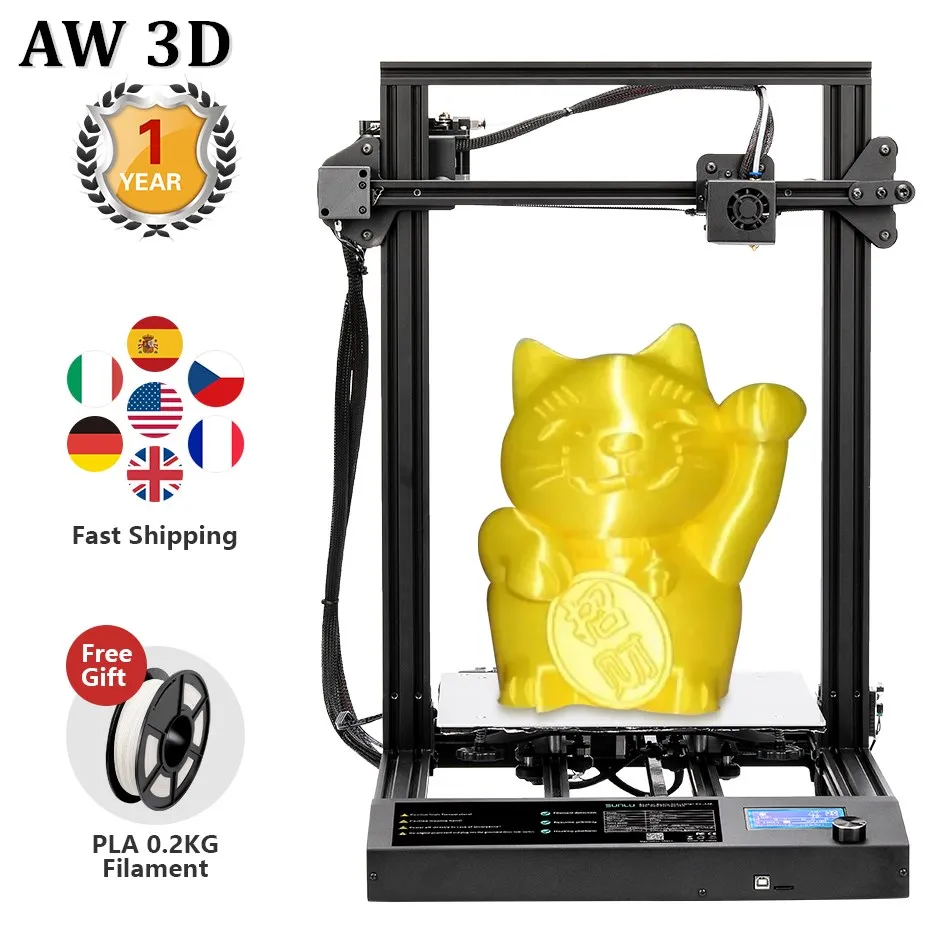 

AW Design 3D Printer plus Size 310*310 *400mm Printing FDM printer and PLA/ABS/PETG Filament 1.75mm Fast Prototyping Creative.