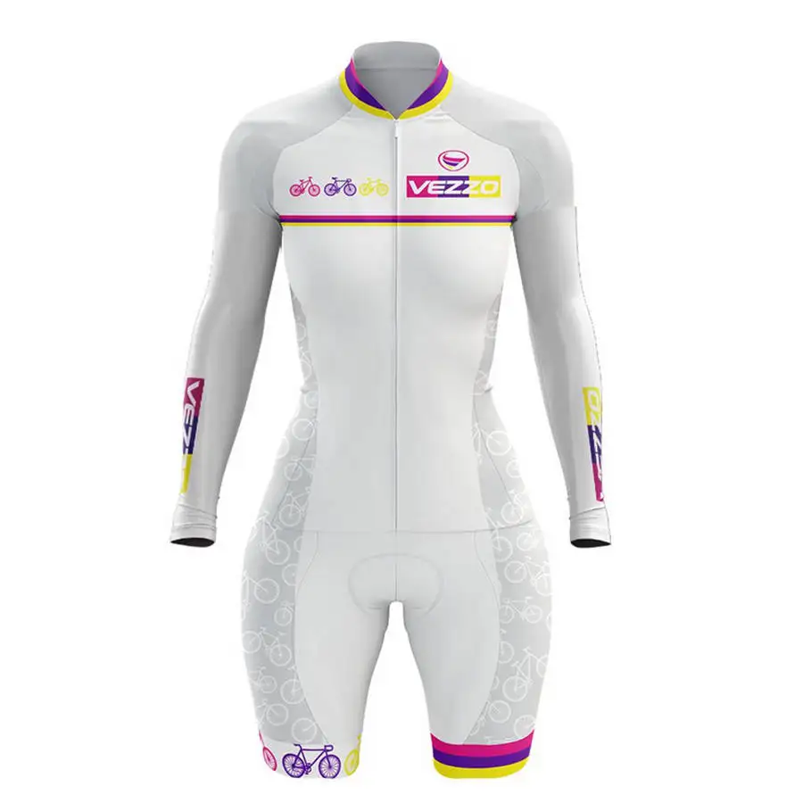 

VEZZO Long sleeves Skinsuit Women Triathlon Bike Road Sport Clothes Running suit ski suit swimsuit Jumpsuits ropa ciclismo