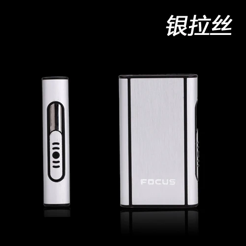 Чехол для сигарет Isqueiro USB Mecheros a Prueba De Viento сигарета с гаджеты encendedor Para Los Hombres электронная зажигалка - Цвет: silver