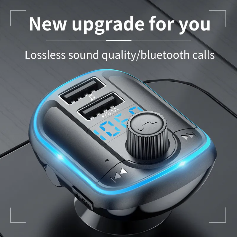 Автомобильный fm передатчик с приемником Bluetooth 5 0 mp3 плеер светодиодный