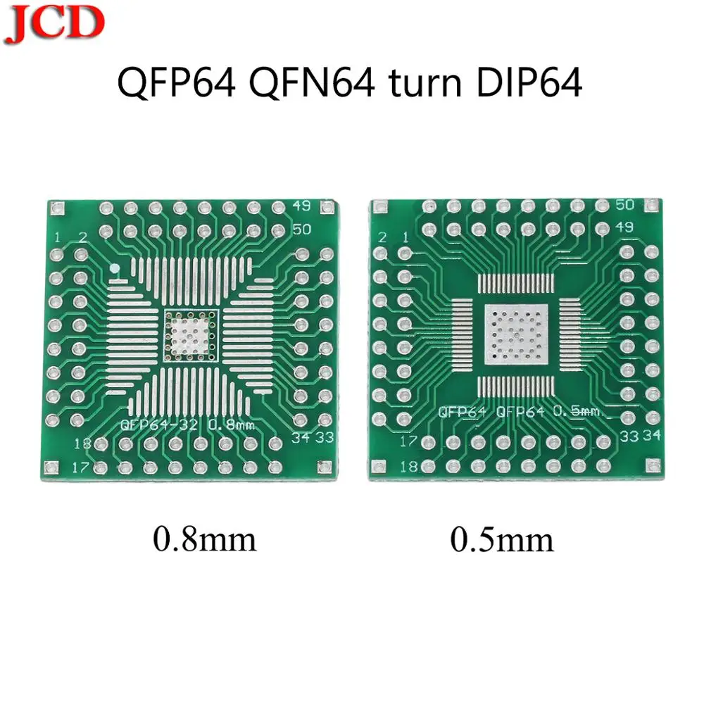 JCD Новая плата адаптера PCB QFP64 QFN64 поворотный DIP64 0 5 мм 8 IC адаптер гнездо/плата |