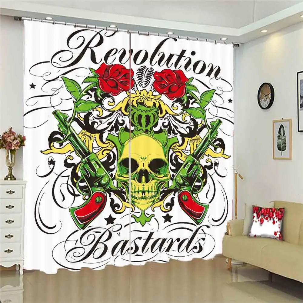 Custom 3D Blackout Curtains Creative Skull Printing for Living Room Bedding Hotel Fashion Home | Дом и сад