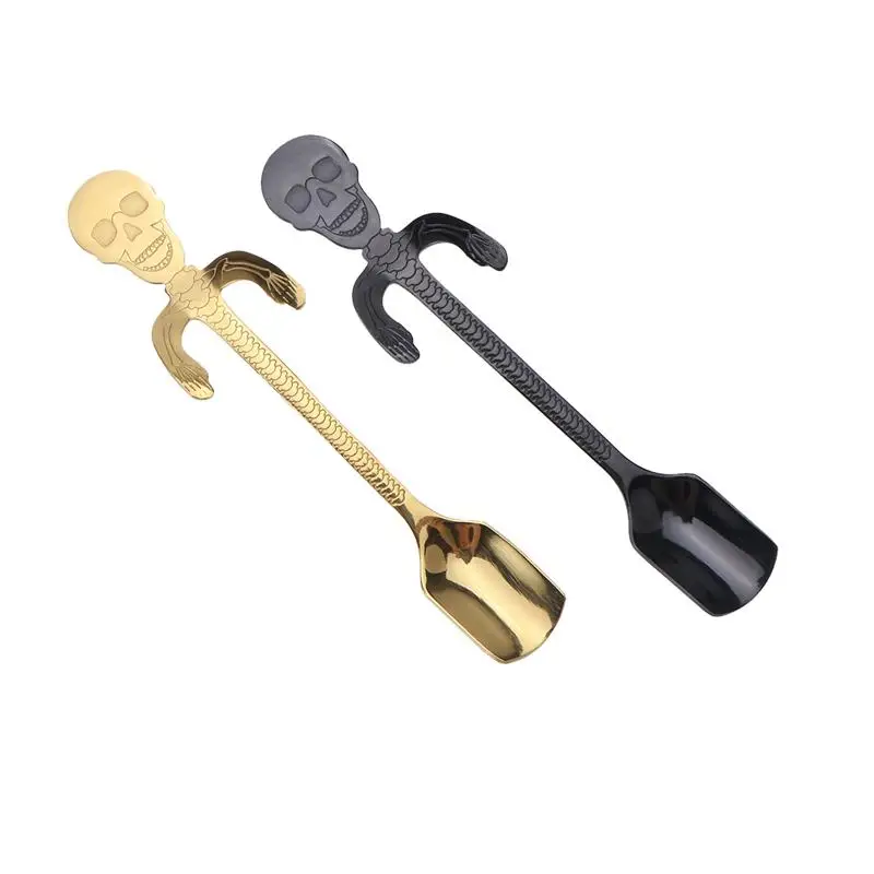 2 шт. дизайн черепа практичная прочная нежная креативная ложка из нержавеющей стали для кофе сахарный торт десерт чай молоко