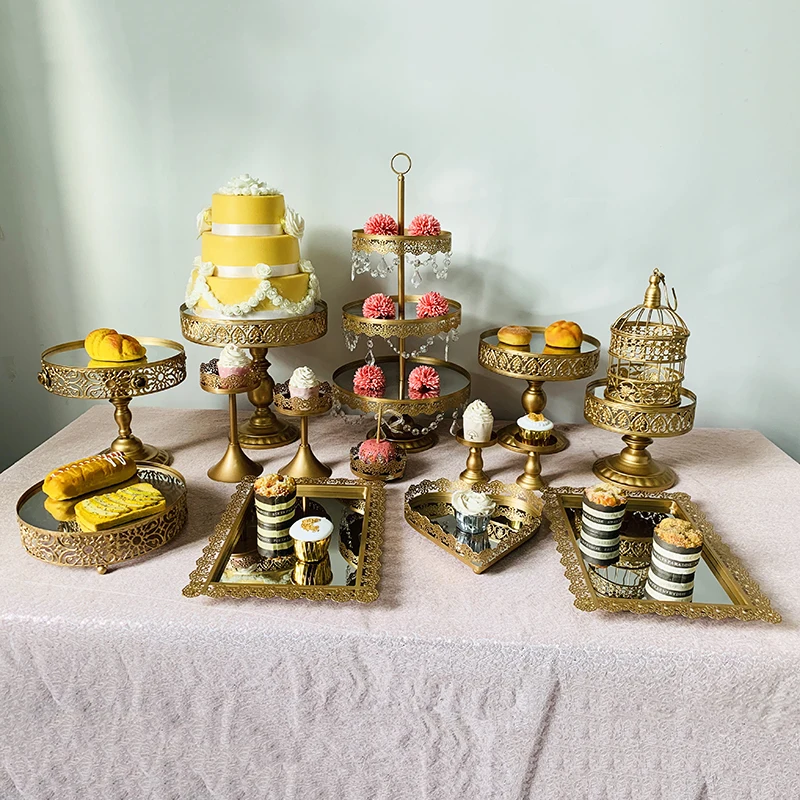15pcs in set Подставка для торта круглая подставка для кекса металлическая подставка для десерта подставка для торта Золотая - Цвет: 15pcs in set