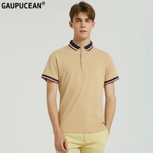 95% хлопок+ 5% спандекс качество, Мужская модная рубашка поло с коротким рукавом, мужская футболка поло, повседневная однотонная Летняя мужская рубашка поло цвета хаки