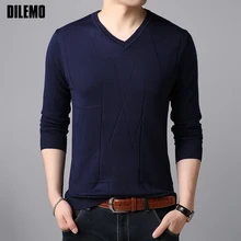 Модный брендовый свитер высокого качества для мужчин s пуловеры с v-образным вырезом облегающие вязаные Джемперы зимняя повседневная одежда в Корейском стиле для мужчин