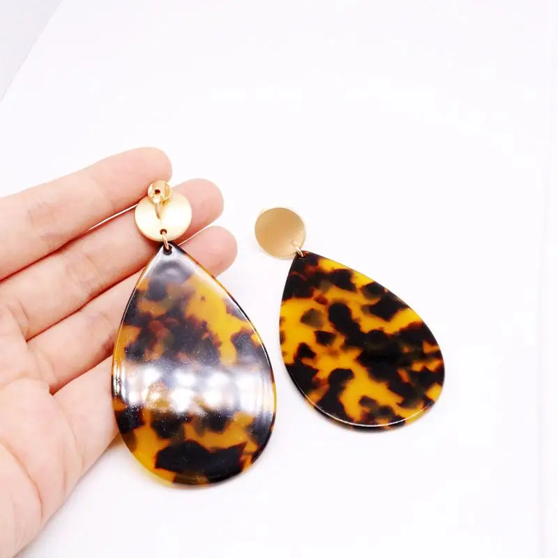 

Free Shipping Teardrop Leopard Print Earring Acetic-Acid Big European