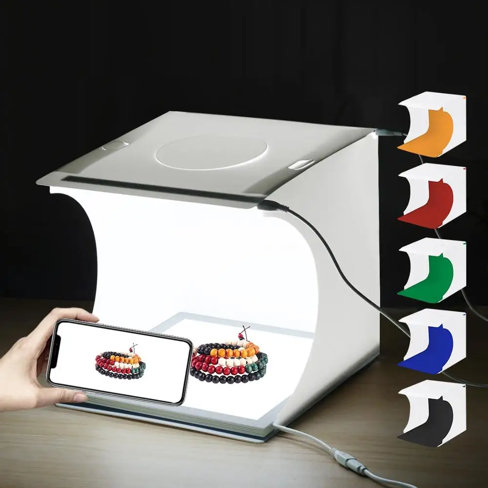 PULUZ мини-фотобокс, студийный бестеневой светильник, панель+ студийный тент для съемки, белый светильник, коробка для палатки, набор, 6 цветов, Bacdrops