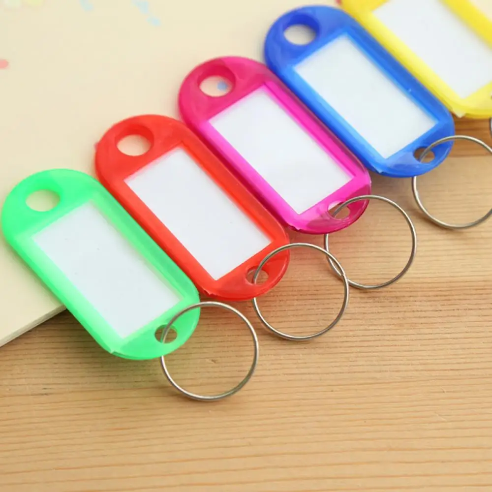 30Pcs Plastic Keychain Key Fobs Luggage Id Label Name Cards Tags With Split Ring For Baggage Key Chains Rings