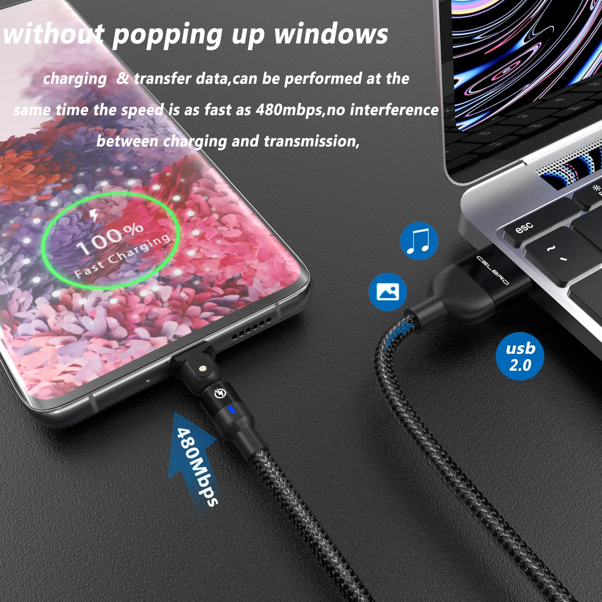 Кабель для быстрой зарядки Samsung Galaxy S20 S10 Note 10 A70 A50 A51 с поворотом на 180