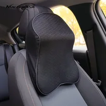 Almohada de cuello para coche 3D de espuma viscoelástica, almohada ajustable para reposacabezas automático, cojín de viaje para el cuello, soporte para asiento