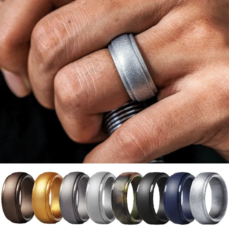 4 Packs Mens Rubber Silicone Wedding Band for Him CyvenSmart Silicone Wedding Ring for Men
