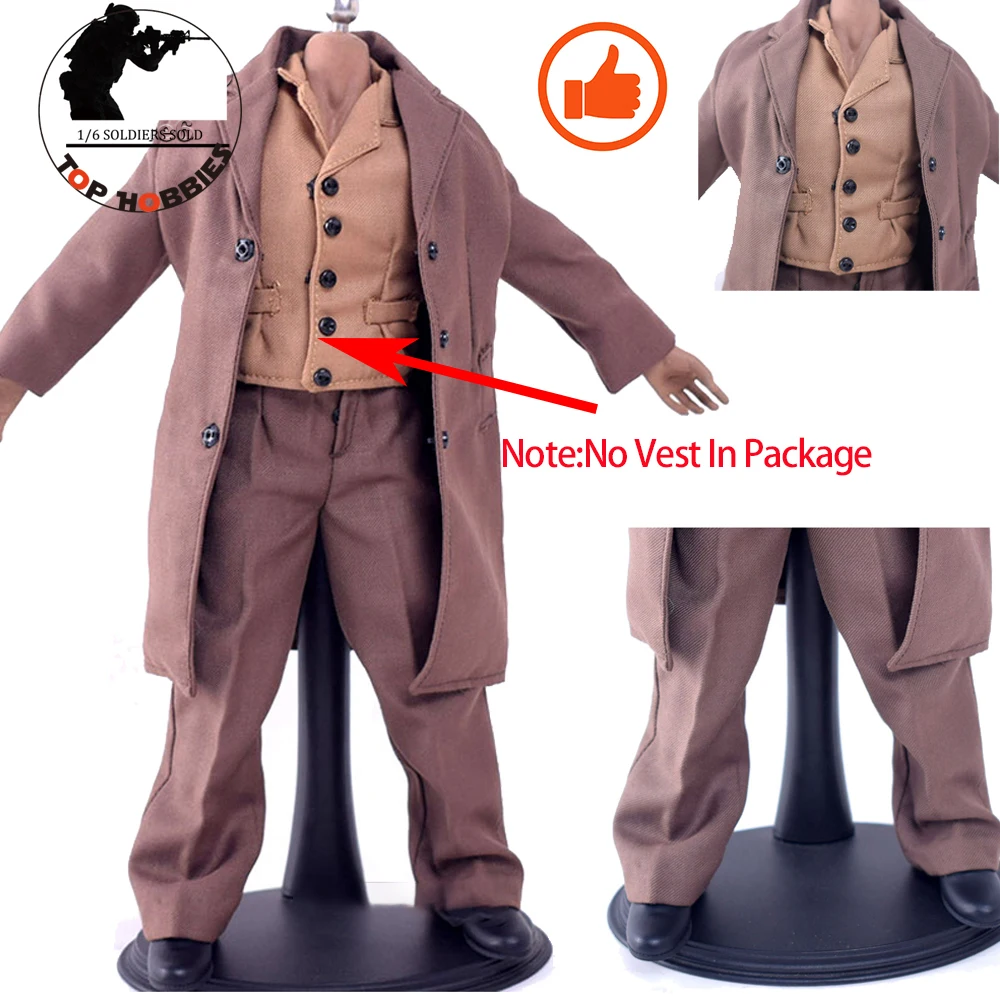 1:6 WWII Common People Civilians Brown Wool Greatcoat Suit for 12/" Action Figure