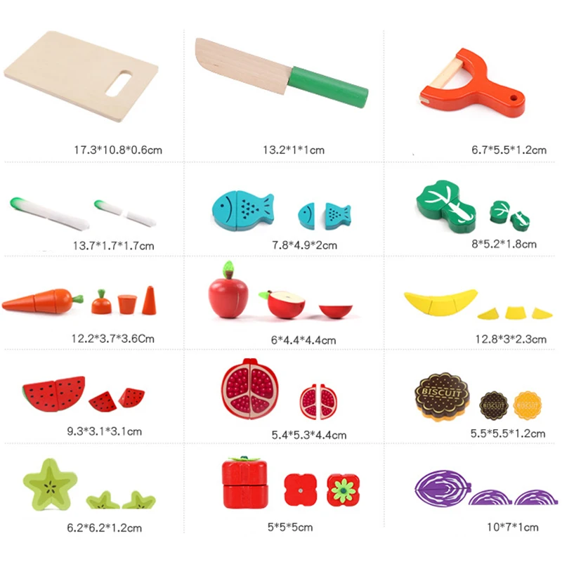 Kids Educational Wooden Kitchen Toys Set Pretend To Play Cutting Fruits Vegetables Cooking Food Simulation Kitchen Toys Children