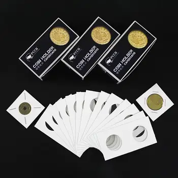 

100Pcs Cardboard Flip Display Storage Holder for 20.5/23/25/27.5/31.5/35mm Coin