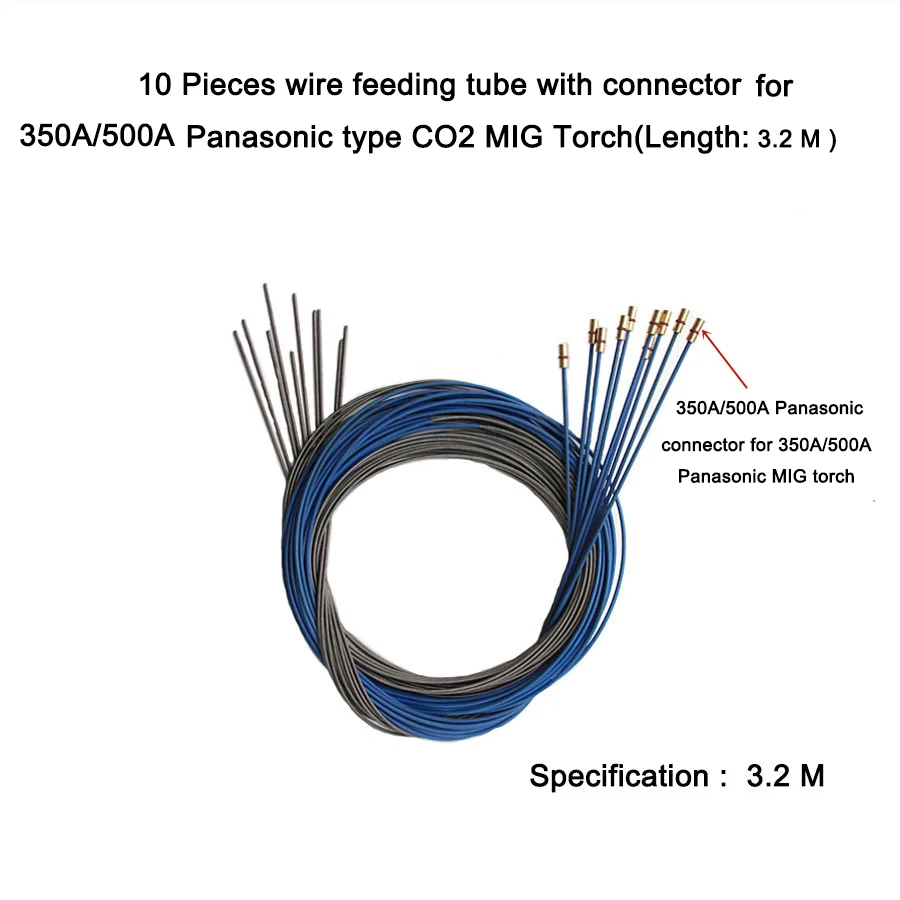 

10 Pieces wire feeding tube with connector for 350A/500A Panasonic type CO2 MIG Torch(Length: 3.2 M )