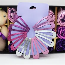 12 штук в упаковке модные блестки волос оснастки зажимы, заколки Красочные твердого металла заколки для волос для девочек черный простые волосы заколки аксессуары