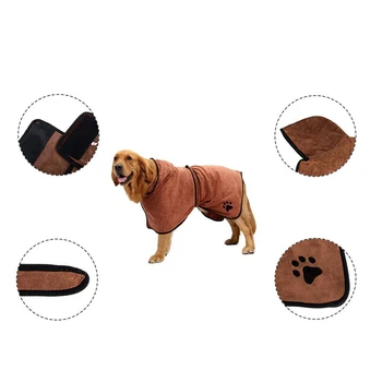 

Microfiber dog bathrobe with adjustable shoulder strap Hood quick-drying absorbent pet towel long-haired cat towel coat and dry