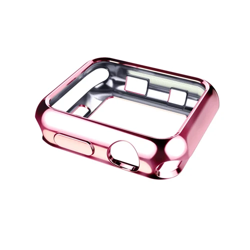 Чехол для Apple Watch case 42 мм 38 мм Мягкая Силиконовая защита для экрана чехол для iwatch series 3 2 1 все вокруг ультратонкий csae - Цвет: Pink gold