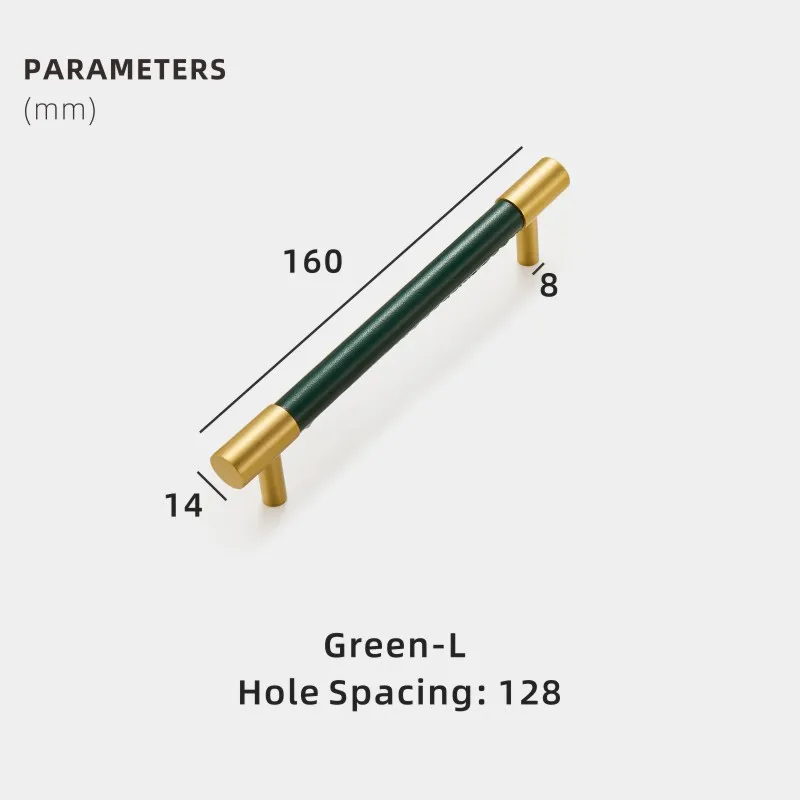 Dooroom латунные мебельные ручки натуральная кожа скандинавские простые Тянет Шкаф Комод Обувной Ящик винный бар ручка шкафа - Цвет: L3093-Green-L