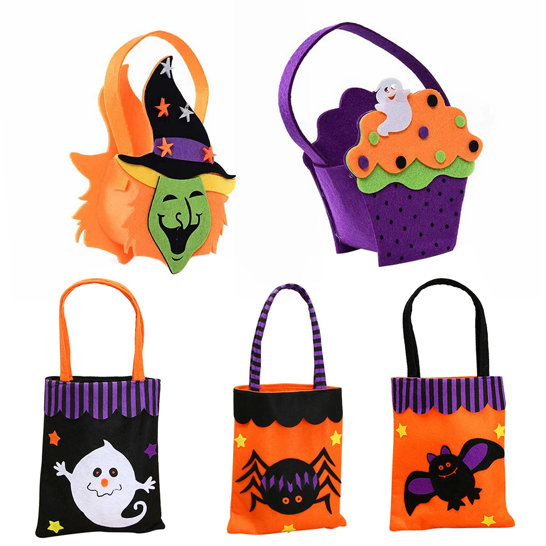 

Halloween Event & Party Non-woven Portable Candy Bag Lovely Pumpkin Pattern Treat or Trick Storage Gift Bags- Witch + Pumpkin