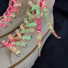 

1Pair Luminous Shoelaces Flat Sneakers Canvas Shoe Laces Glow In The Dark Night Color Printed Fluorescent Shoelace 120/140/160cm