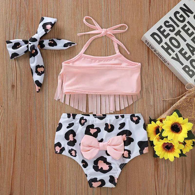 baby girl summer flower swimming wear kids swimwear with headband (3)