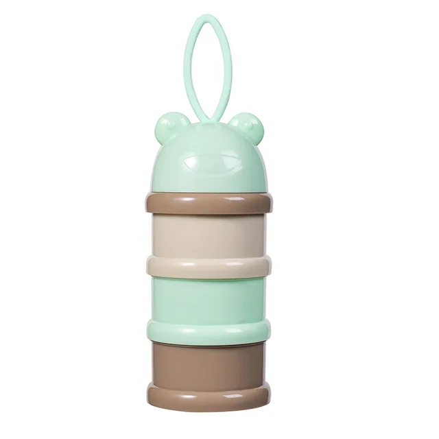 3 Layers Frog Style Portable Baby Food Storage Box Essential Cereal Cartoon Infant Milk Powder Toddle Snacks Container for Food Frog-light blue