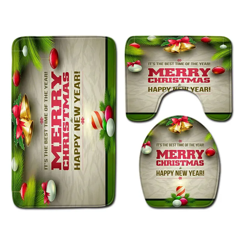 Мини коврики в ванную Merry Christmas 3 шт./компл. ванная комната туалет сиденье поглощение воды небольшой коврик для ванной пьедестал Санта Клаус украшения дома аксессуары - Цвет: S  merry christmas