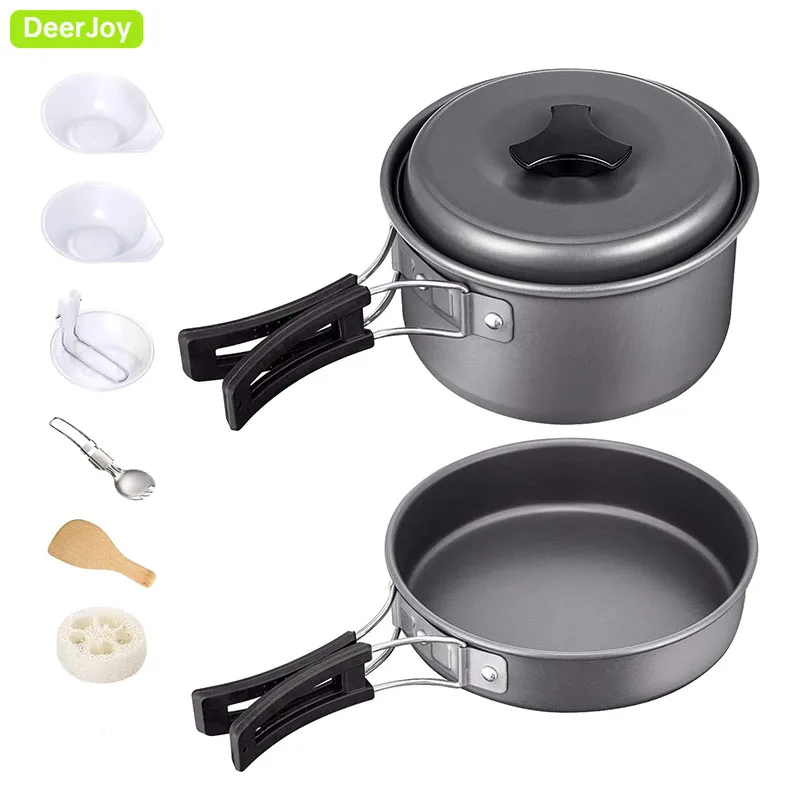 

Camp Cookware Set Camping Cooking Set Portable Mess Kit Backpacking Gear with Non-Stick Camping Pots and Pans Folding Tableware