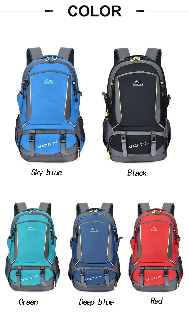 Мужской водонепроницаемый нейлоновый рюкзак унисекс 70L, рюкзак для путешествий, походная спортивная сумка, рюкзак для альпинизма, кемпинга для мужчин
