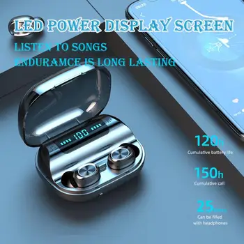 

F9 TWS Touch Button Wireless Bluetooth Headset 5.0 With Digital Display/black English 263+LED+touch+dual Pass Earphone Bluetooth