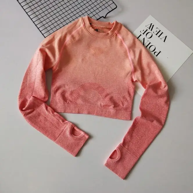 Orange shirt Женский бесшовный комплект для йоги, для спортзала, высокая талия, лосины, футболки, топ, костюм с длинным рукавом, фитнес, тренировки, спорт, набор спортивной одежды для бега - Цвет: Orange shirt
