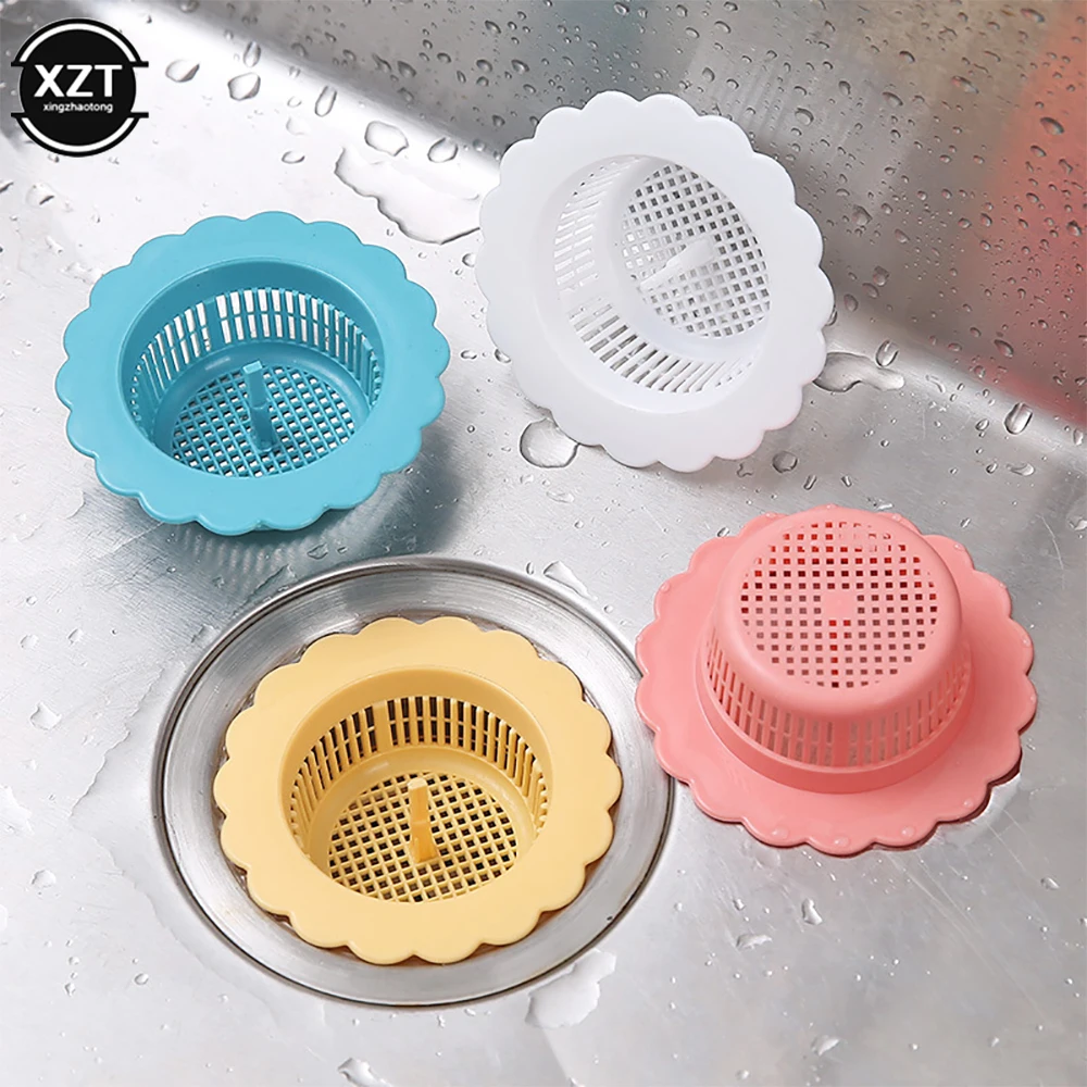 Sink Drain Strainer Hair Catchers Bathtub Floor Filter Flower Shape Cylindrical Handle Hole Filter for Bathroom Kitchen