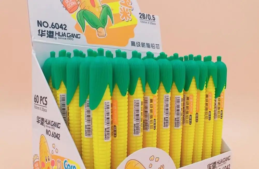 creative corn automatic pencil lead cartoon school gift Mechanical Pencil core 0.5mm writing pen promotion 60pc/lot | Канцтовары для