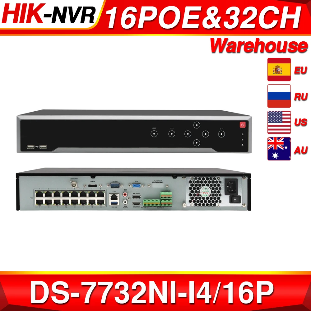 Hikvision POE DS-7732NI-I4/16P 16CH H.265 12mp NVR для ip-камеры поддержка двухсторонней аудио HIK-CONNECT |