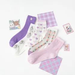Spring And Summer Women'S Socks Ins Tide Socks Rabbit Pattern Love Kawaii Women'S Socks Thin Mesh Cotton Socks Breathable