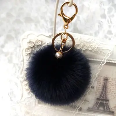 Многоцветная Сумочка с кроликом милая сумка жемчужный пушистый кролик меховой шар брелок для поиска ключей стильный модный брелок - Цвет: Black